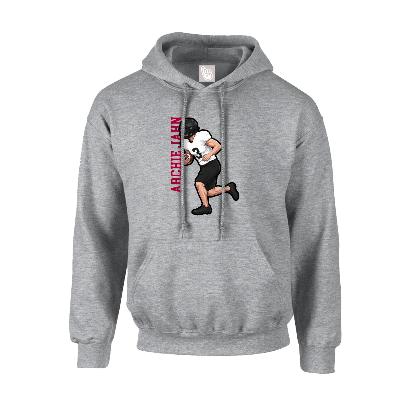 Hoodie — Name Vertical in Grey