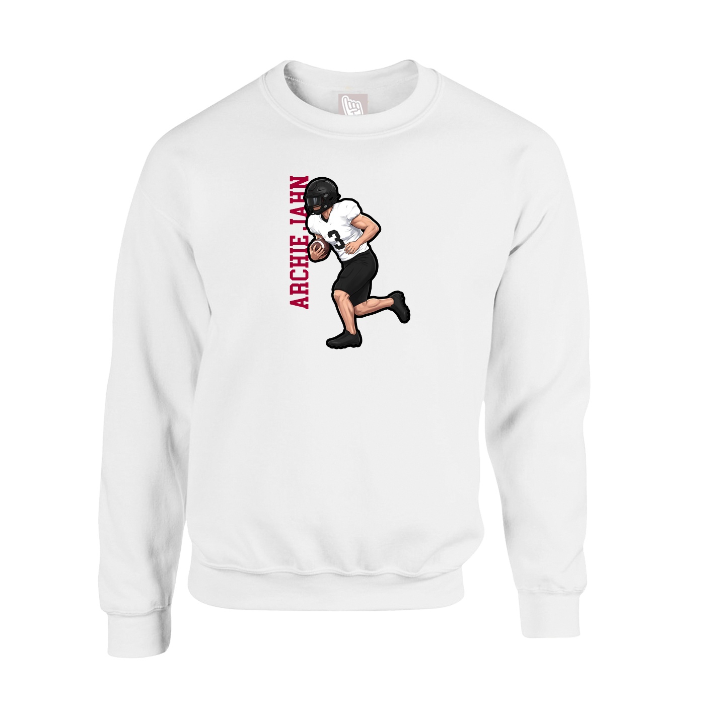 Fleece Crew — Name Vertical in White