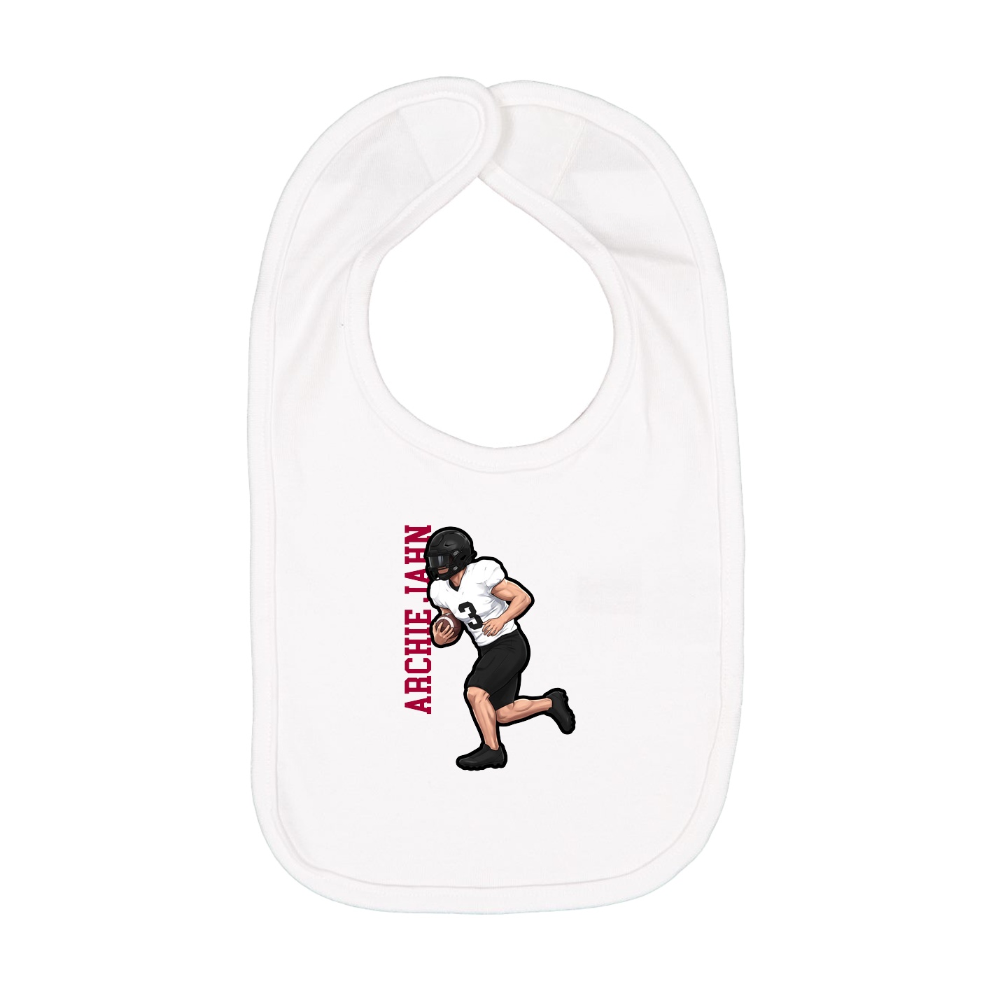Infant Bib — Name Vertical in White