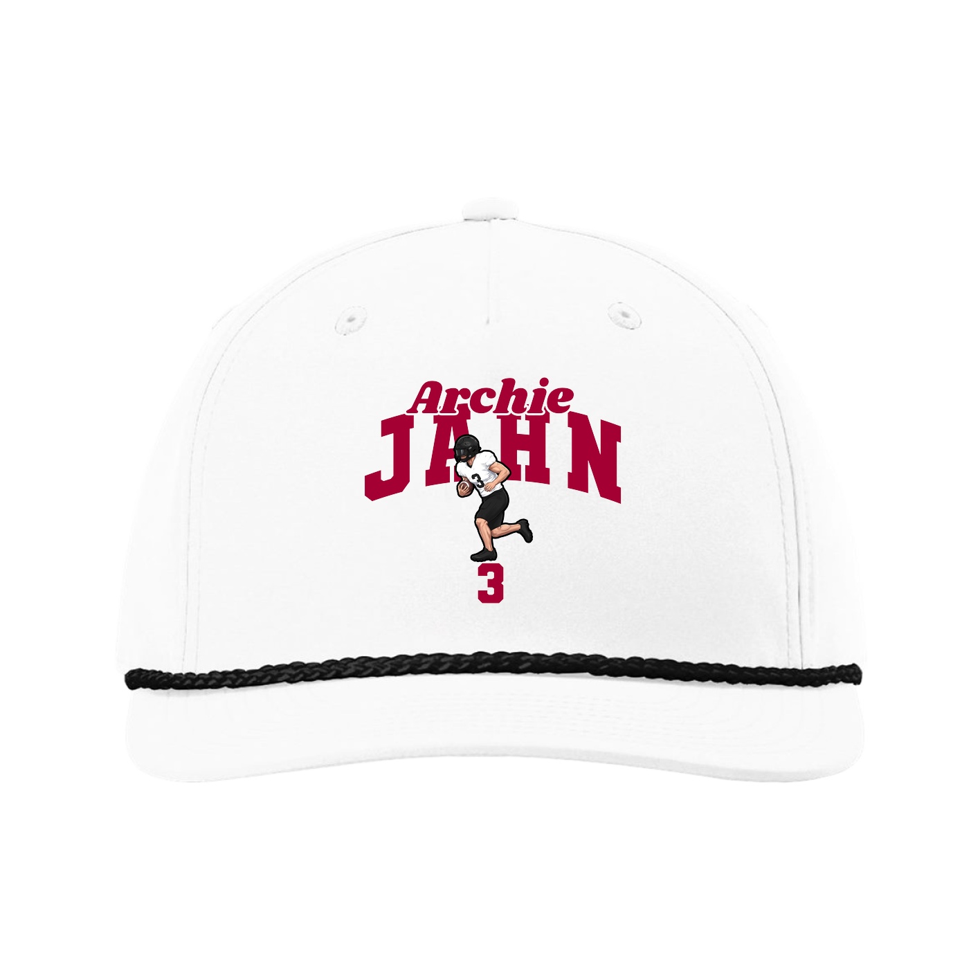 Five-Panel Classic Rope Cap — Signature Arch in White