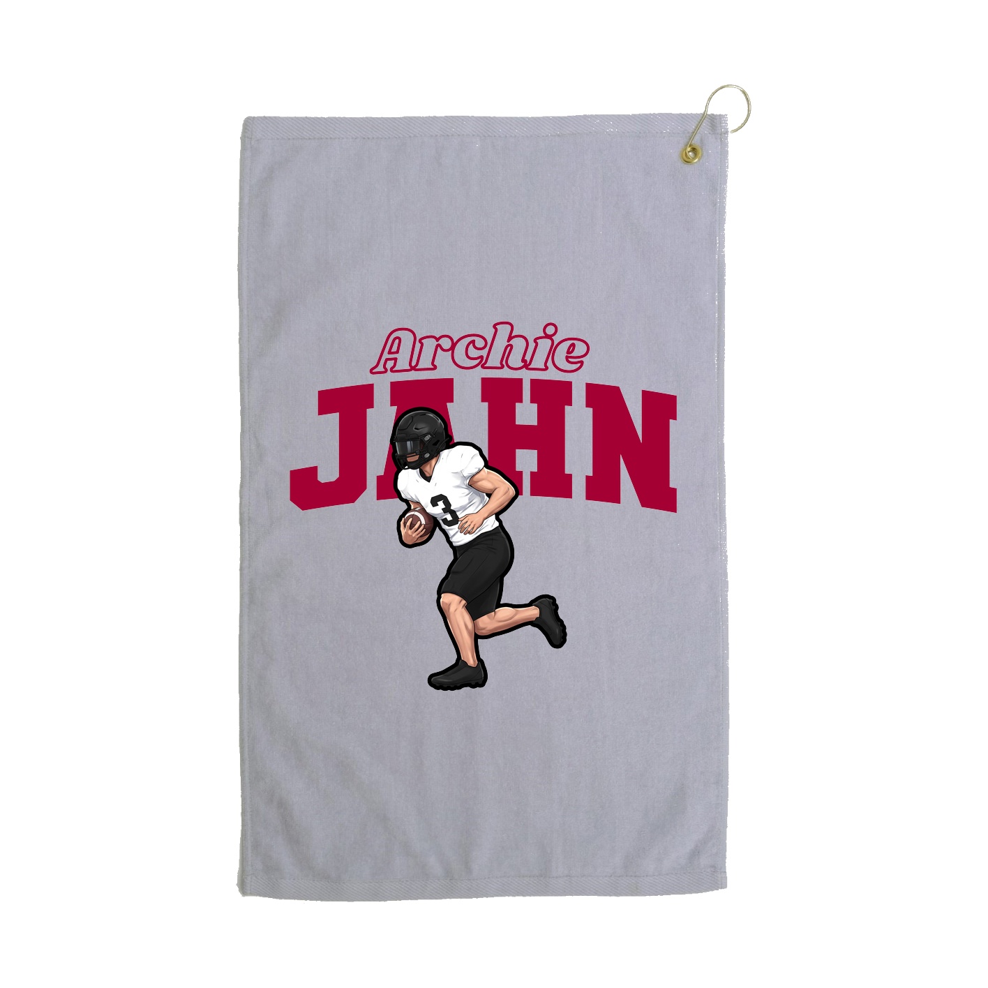 Golf Towel — Name Arch in Grey