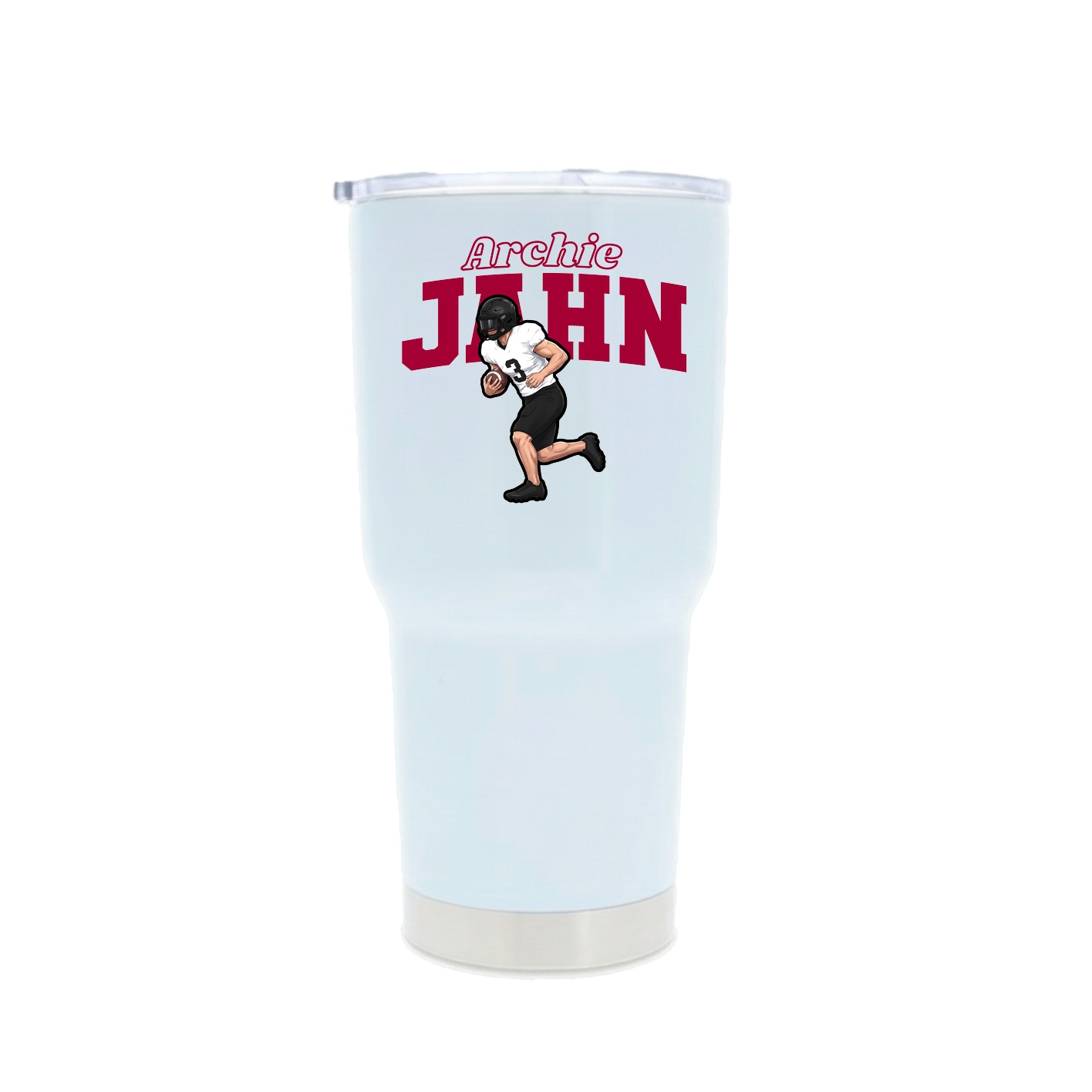 30oz Stainless Steel Tumbler — Name Arch in White