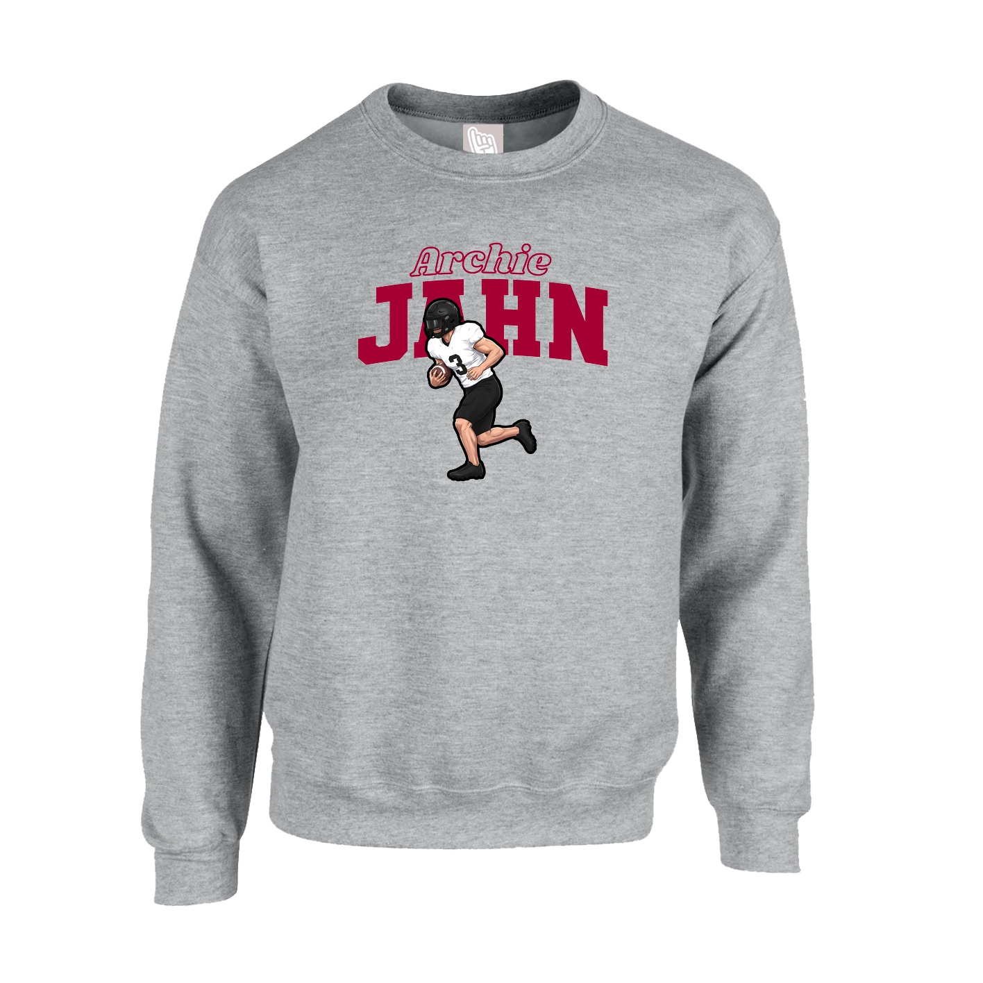 Fleece Crew — Name Arch in Grey