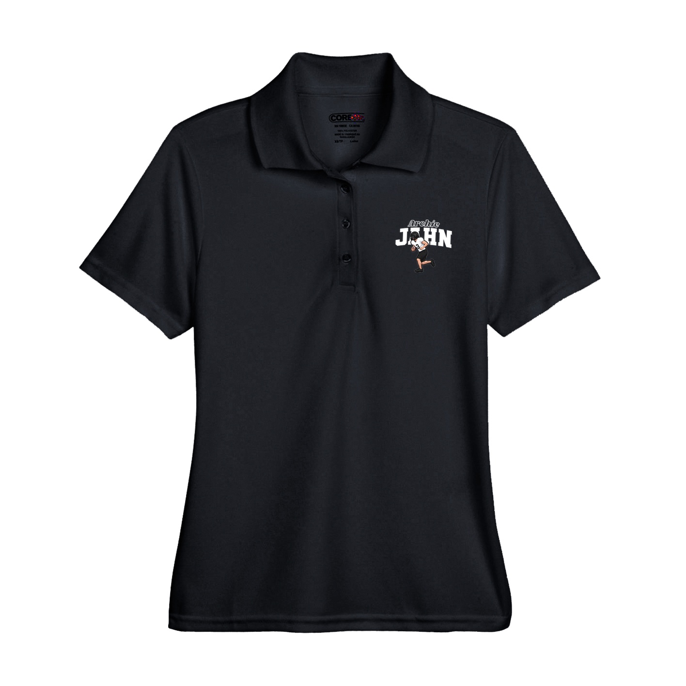 Womens Performance Polo — Name Arch in Black