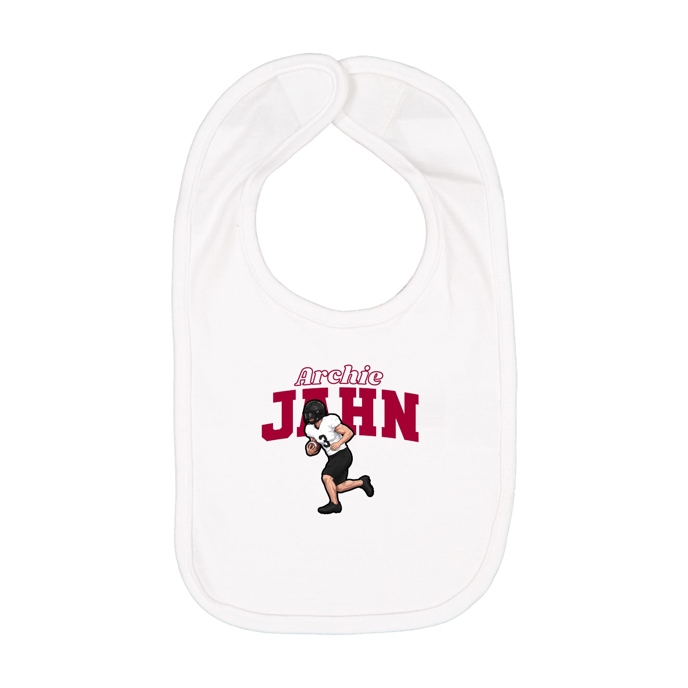 Infant Bib — Name Arch in White