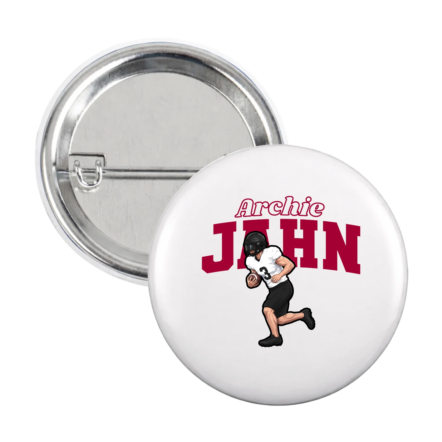 Game Day Button — Name Arch in White