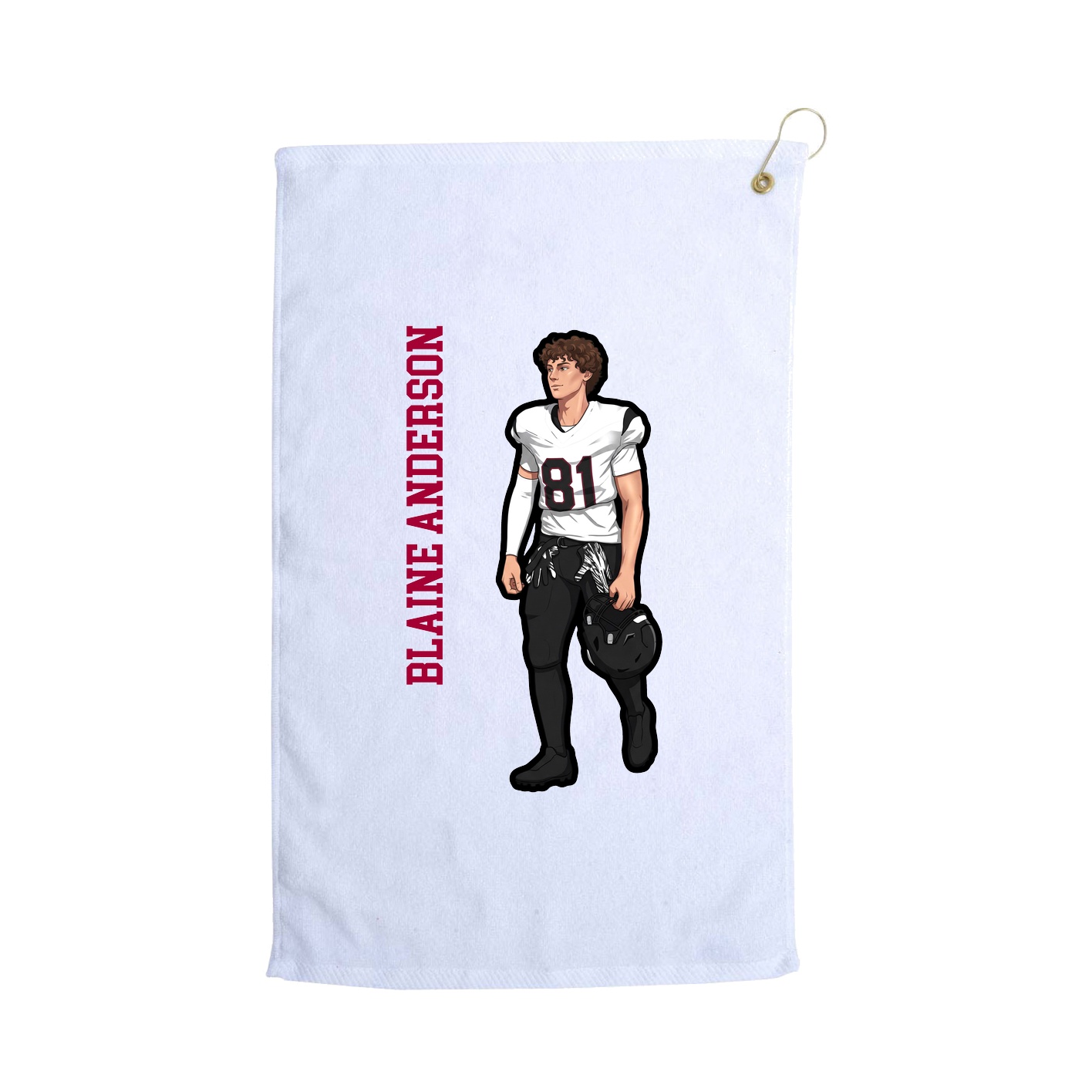 Golf Towel — Name Vertical in White