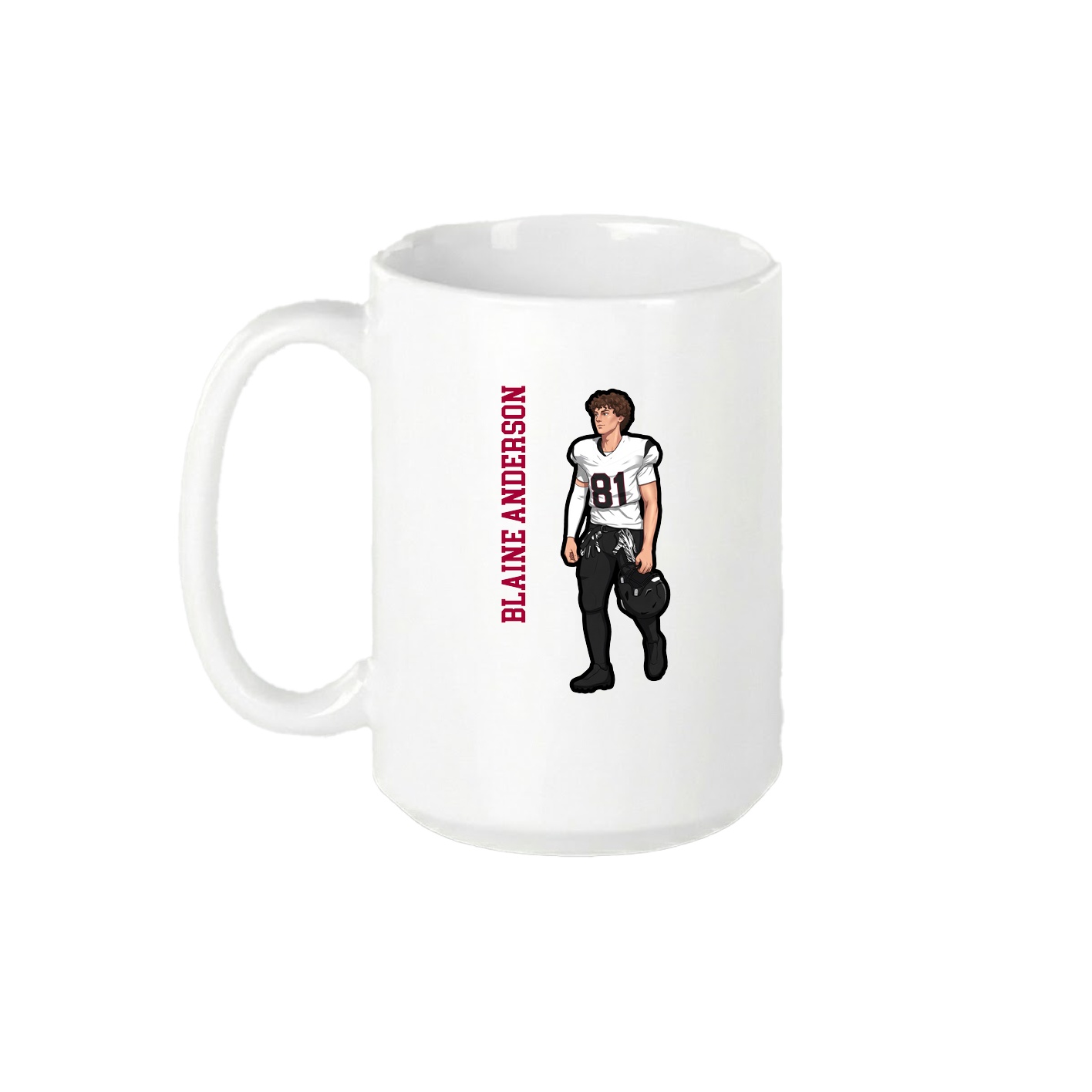 15oz Coffee Mug — Name Vertical in White
