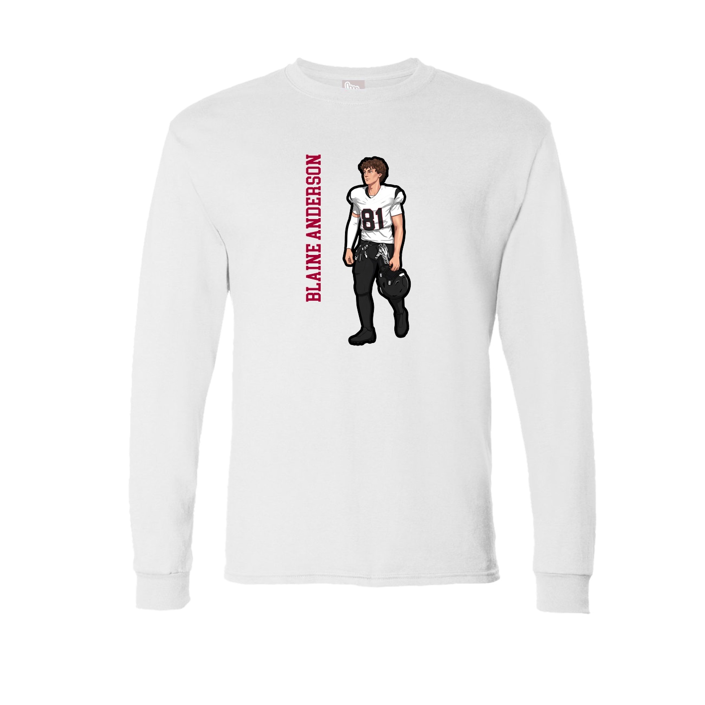 Long Sleeve Tee — Name Vertical in White
