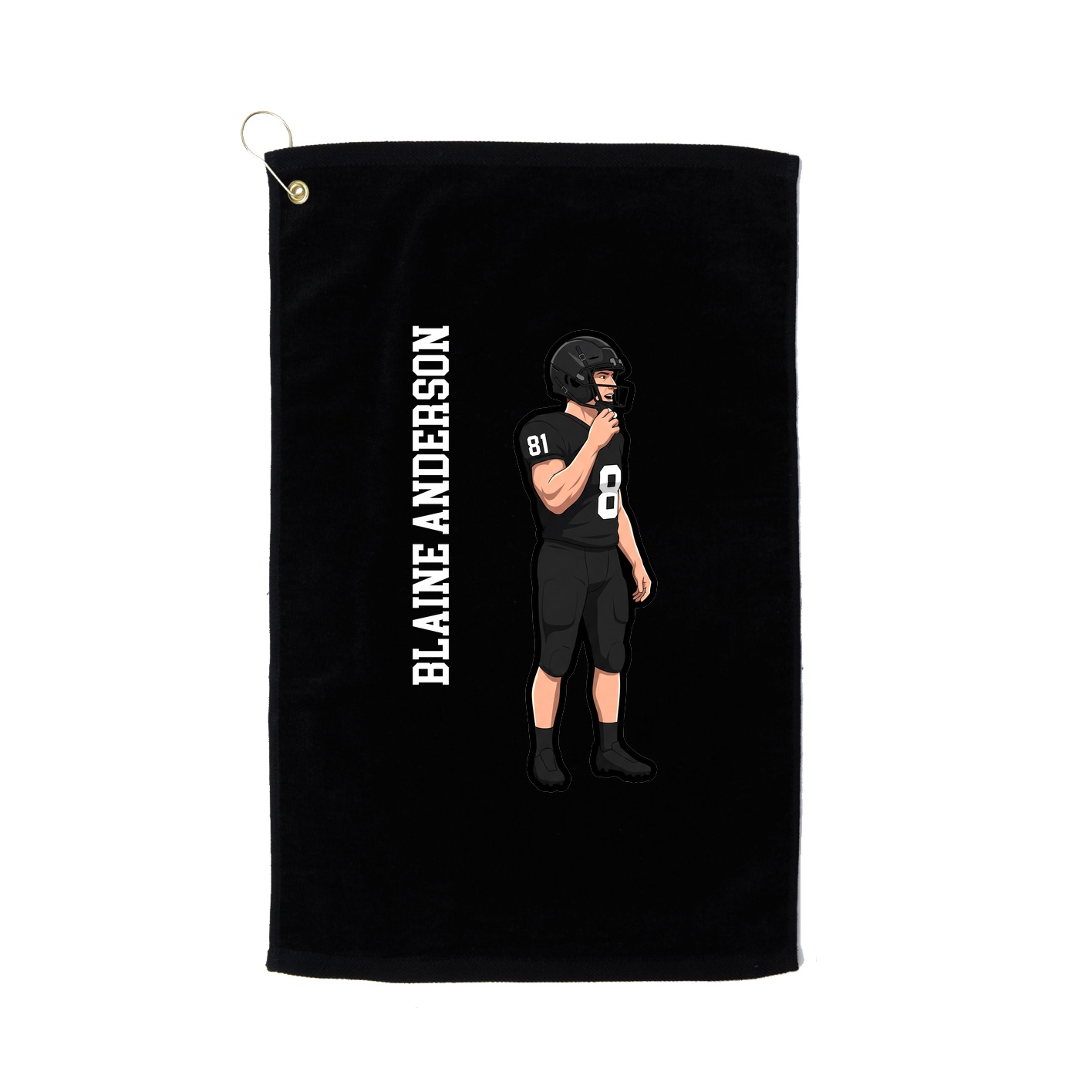 Golf Towel — Name Vertical in Black