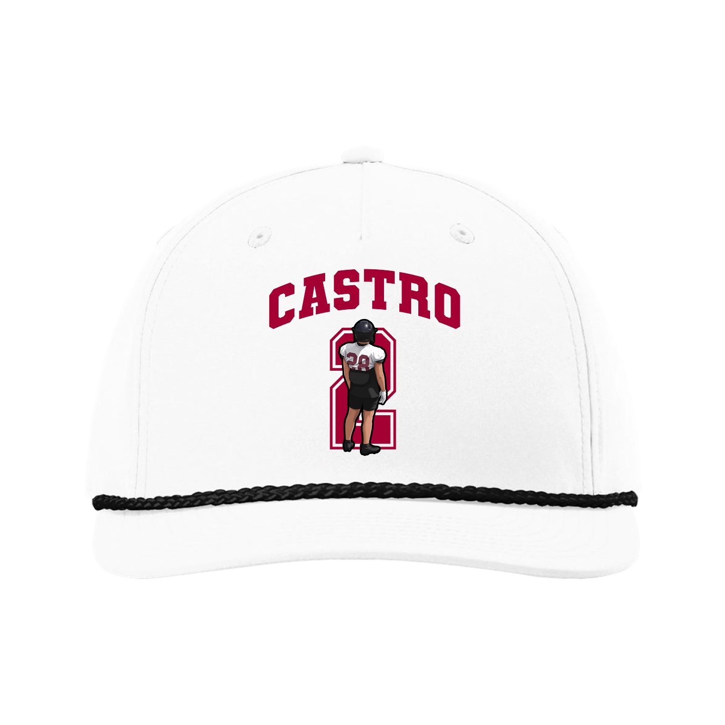 Five-Panel Classic Rope Cap — Number in White