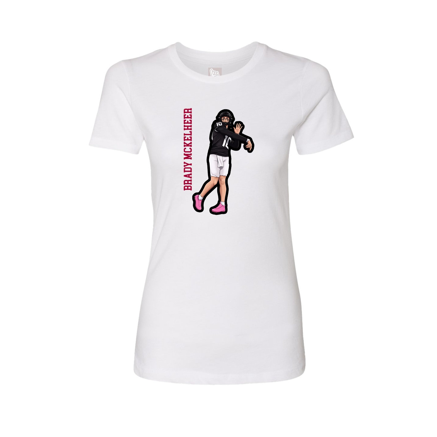 Fitted Women's Tee — Name Vertical in White