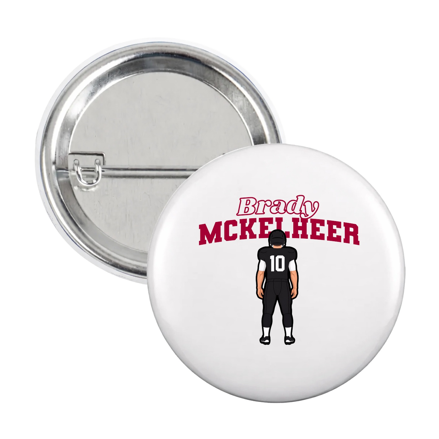Game Day Button — Name Arch in White