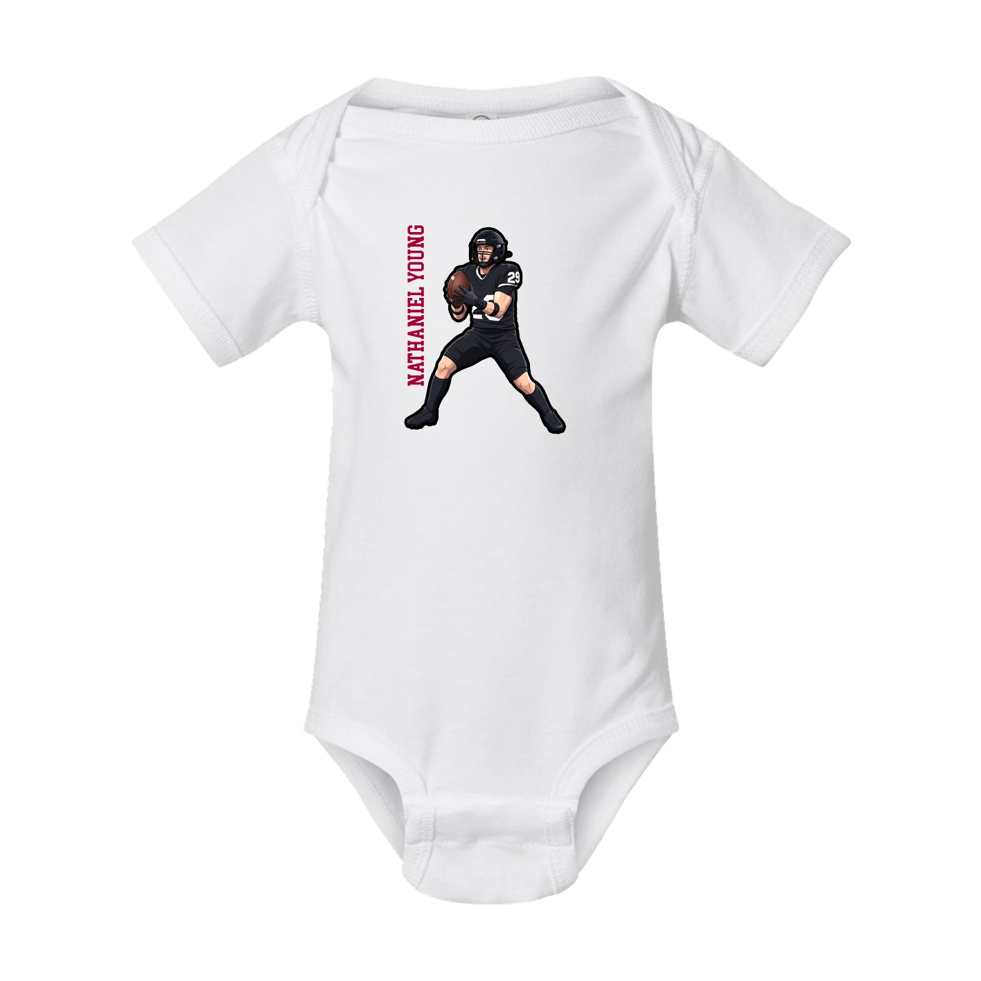 Baby Onesie — Name Vertical in White