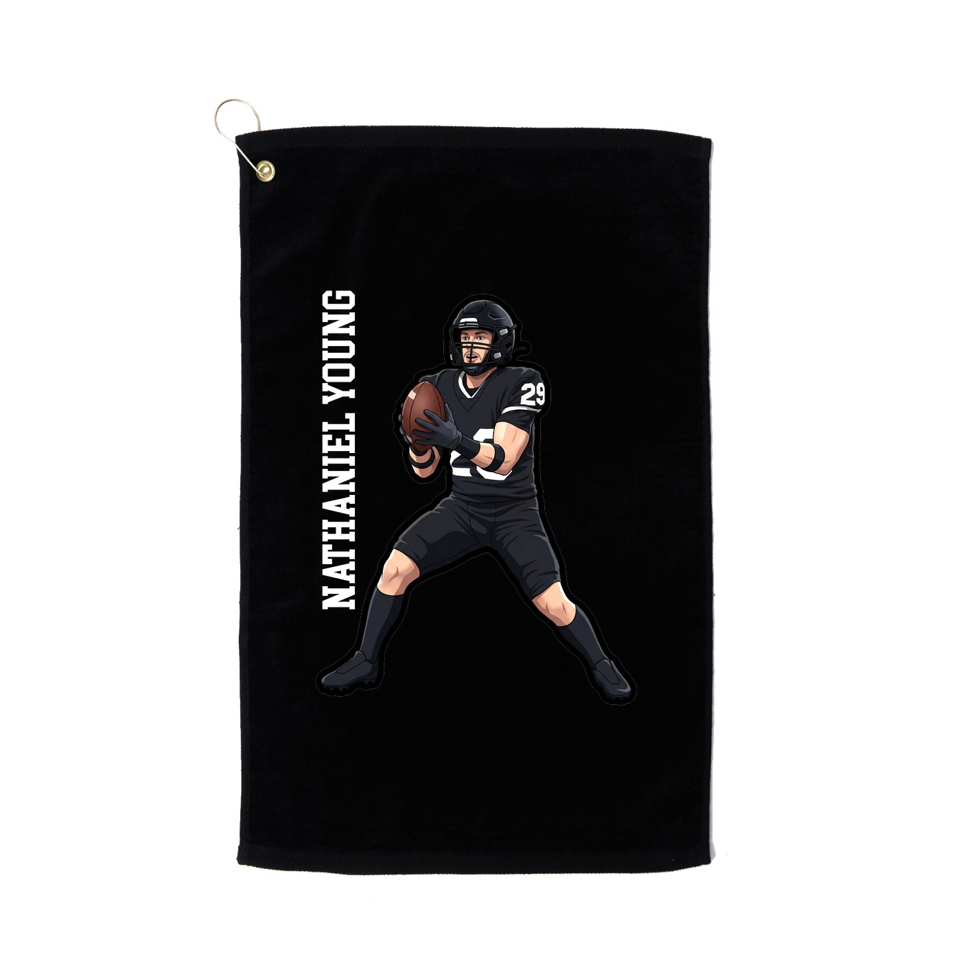 Golf Towel — Name Vertical in Black
