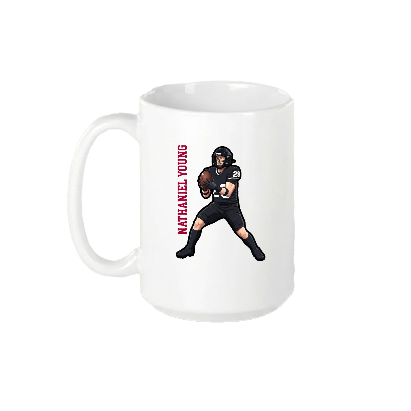 15oz Coffee Mug — Name Vertical in White