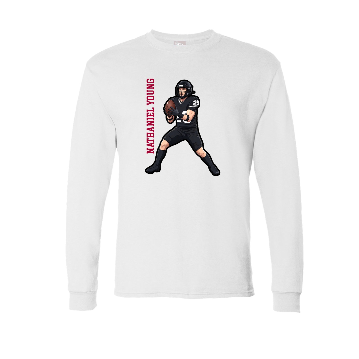 Long Sleeve Tee — Name Vertical in White