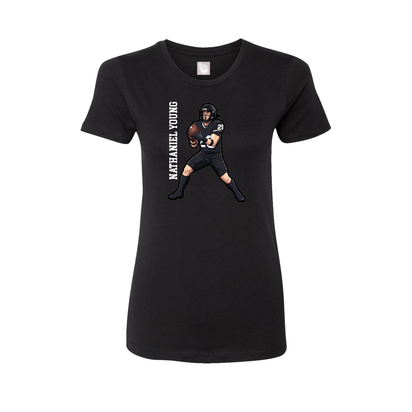 Fitted Women's Tee — Name Vertical in Black