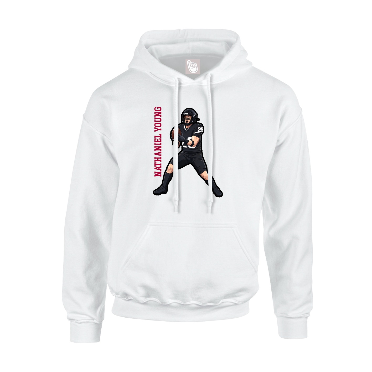 Youth Hoodie — Name Vertical in White