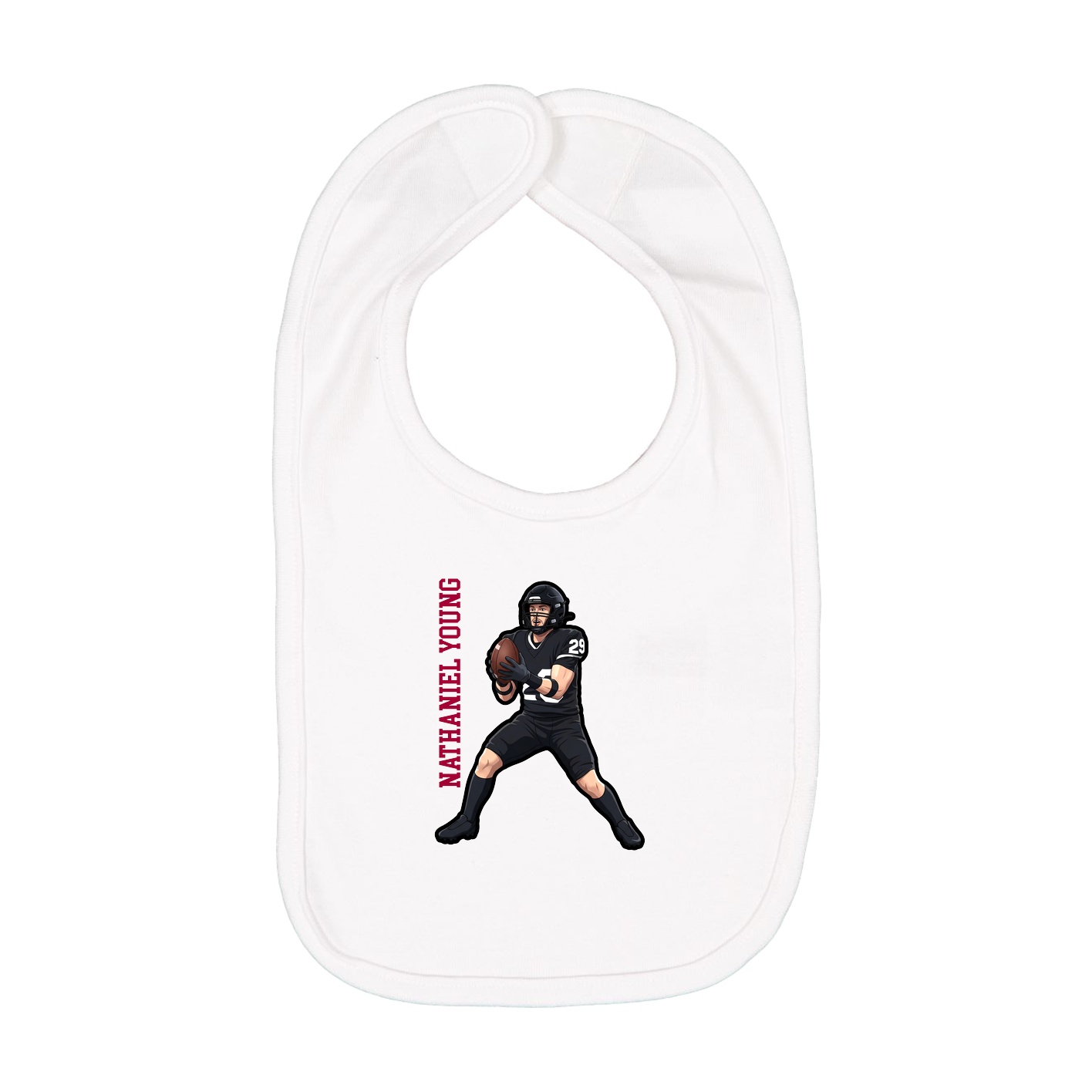 Infant Bib — Name Vertical in White