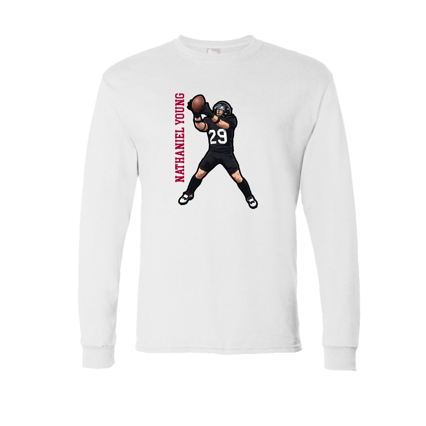 Long Sleeve Tee — Name Vertical in White