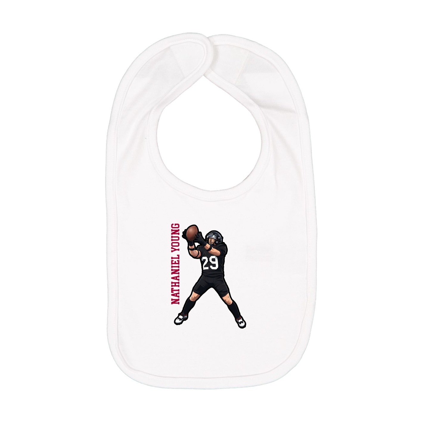 Infant Bib — Name Vertical in White