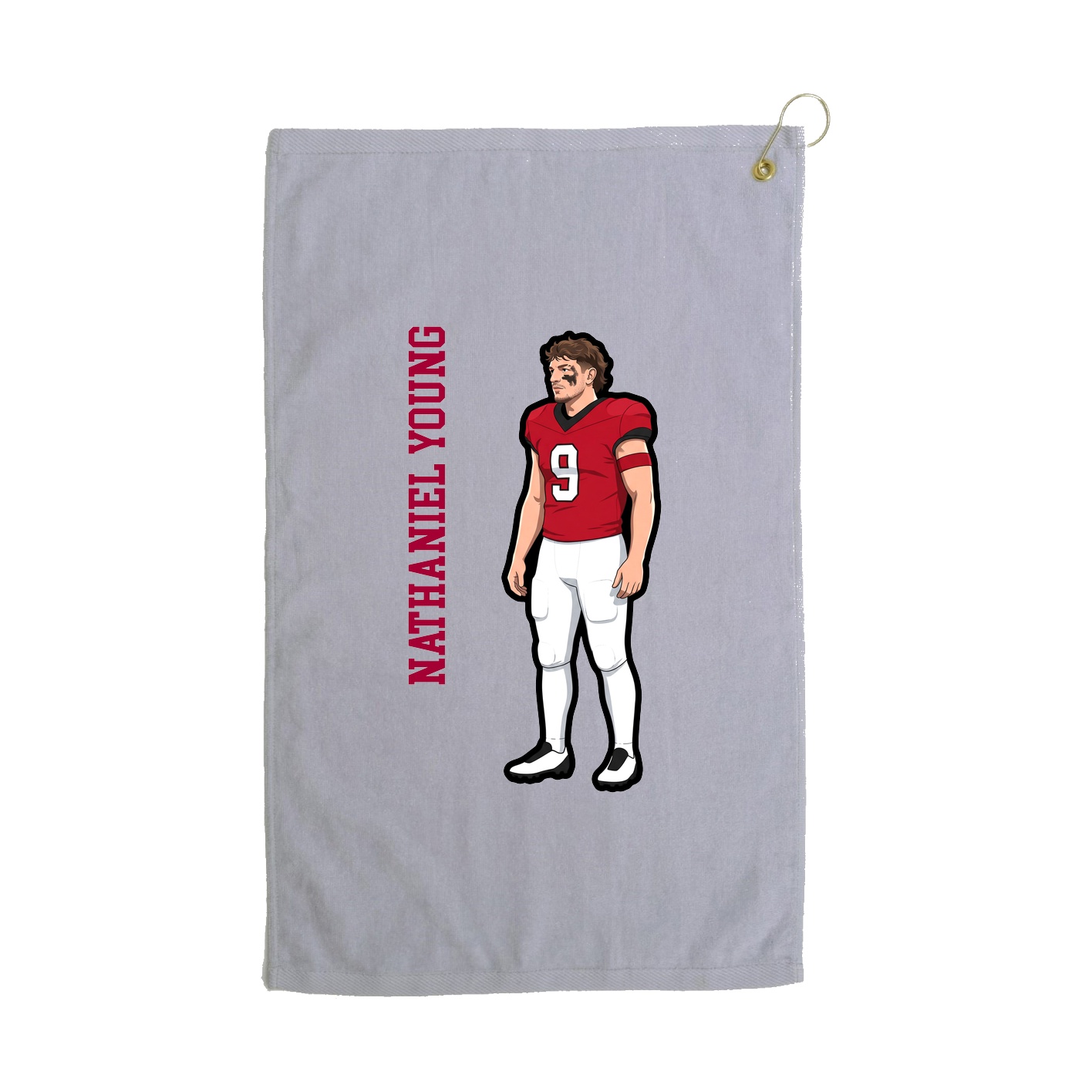Golf Towel — Name Vertical in Grey