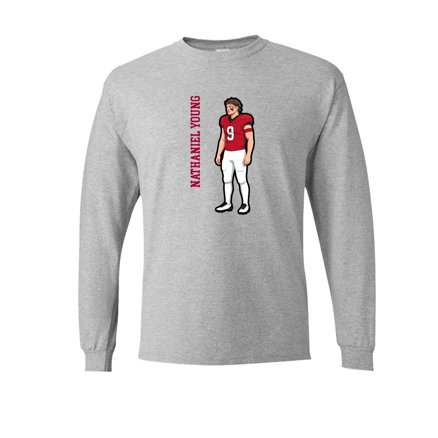 Long Sleeve Tee — Name Vertical in Grey