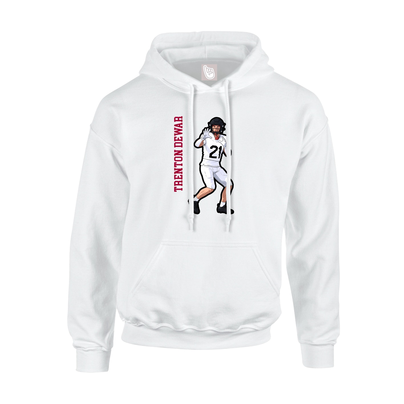 Youth Hoodie — Name Vertical in White