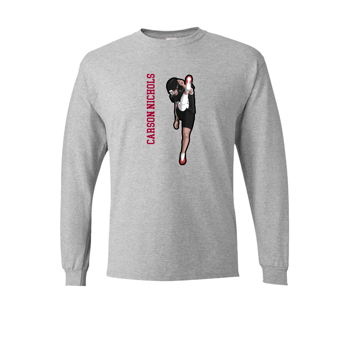 Long Sleeve Tee — Name Vertical in Grey