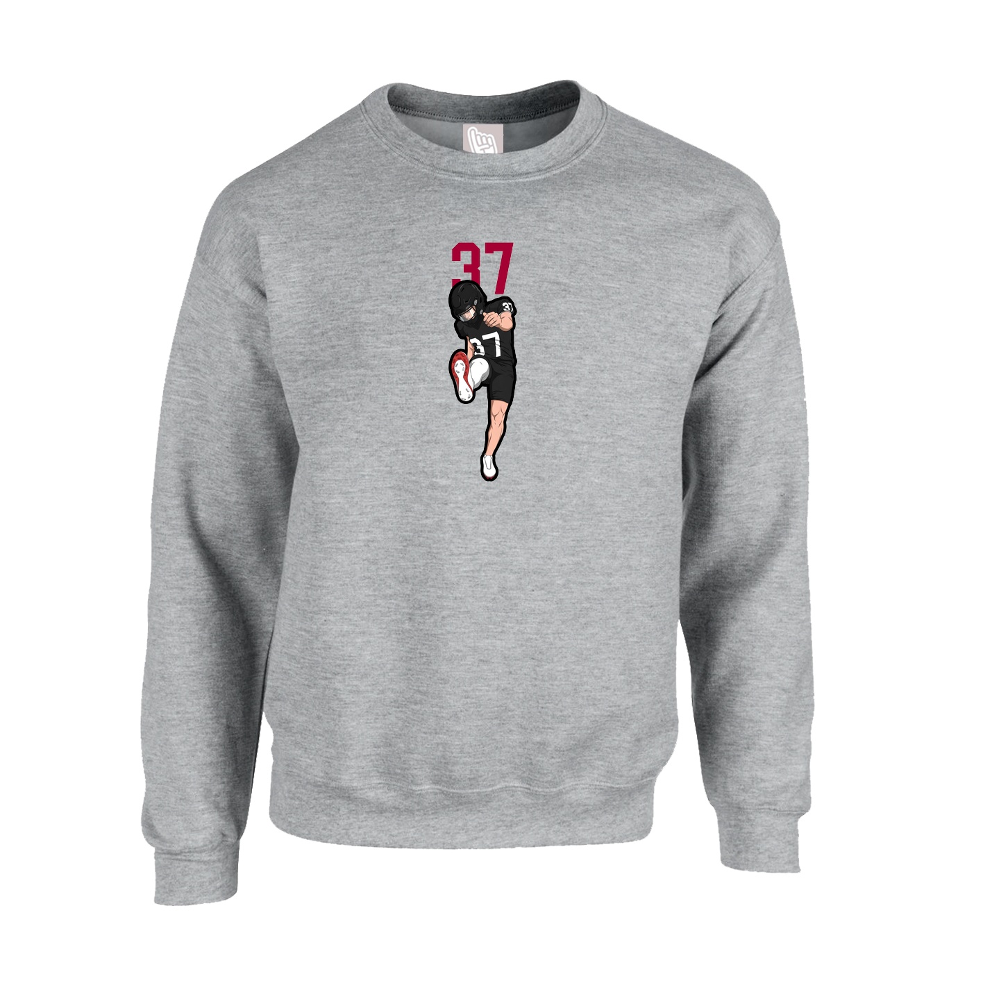 Fleece Crew — Number Top in Grey