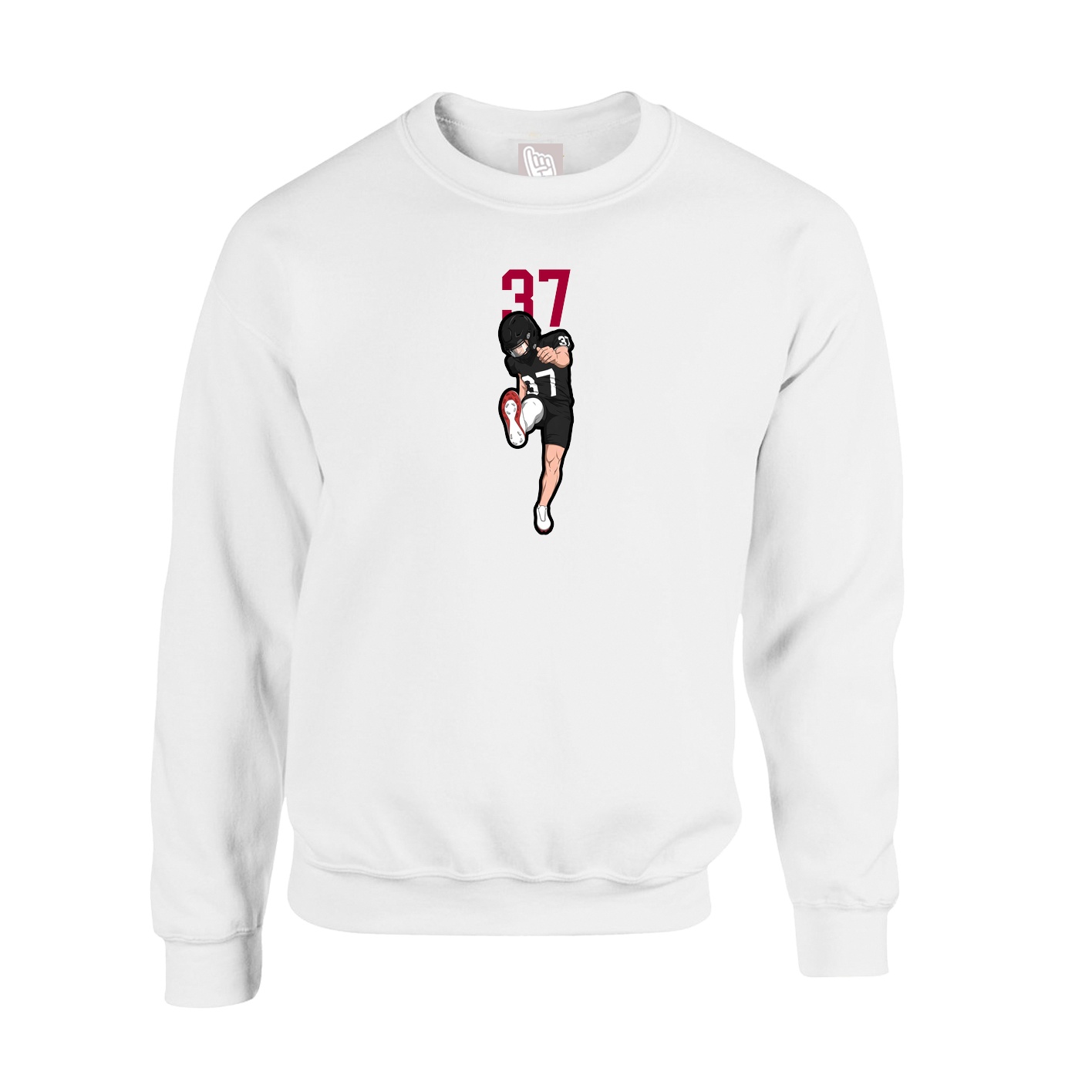 Fleece Crew — Number Top in White
