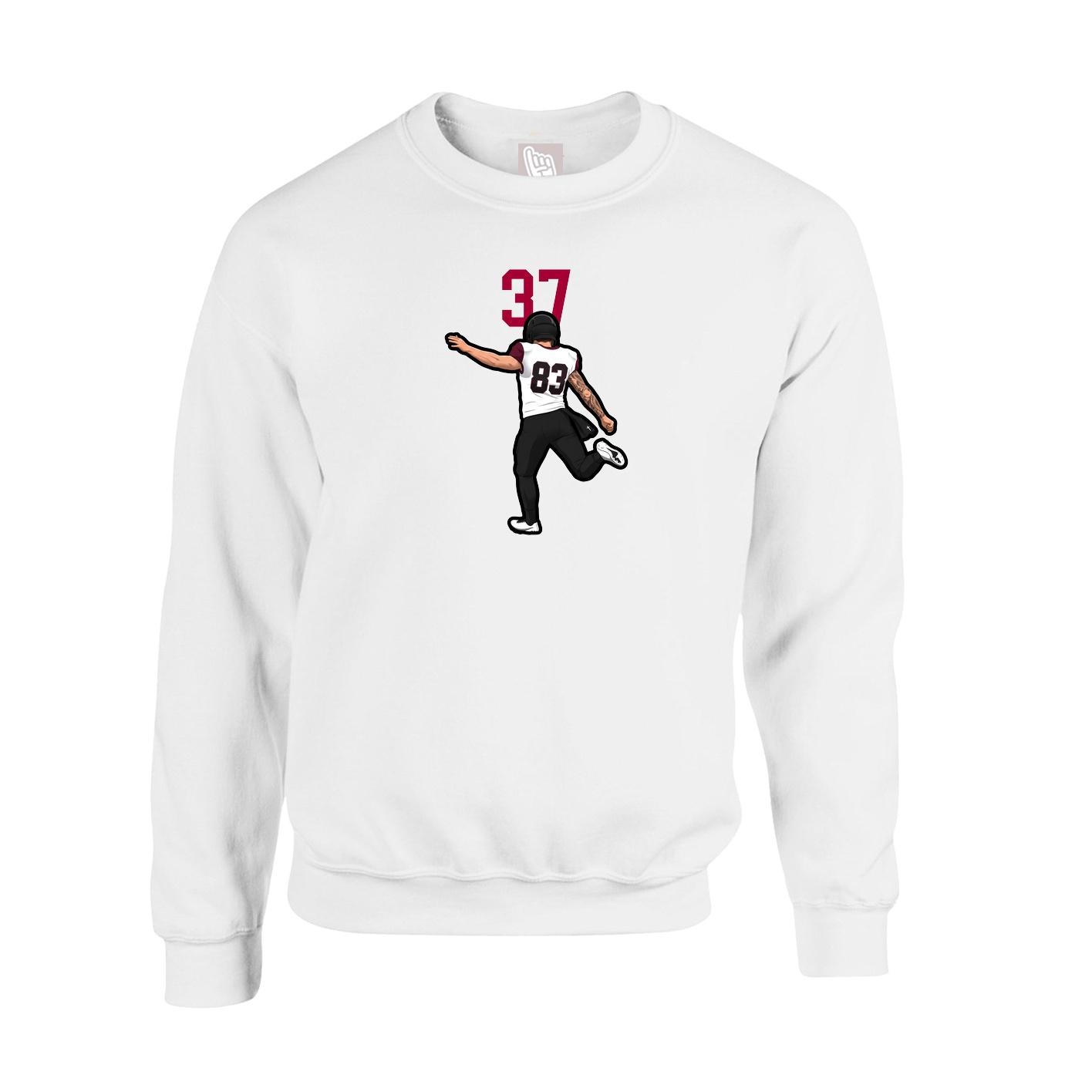 Fleece Crew — Number Top in White