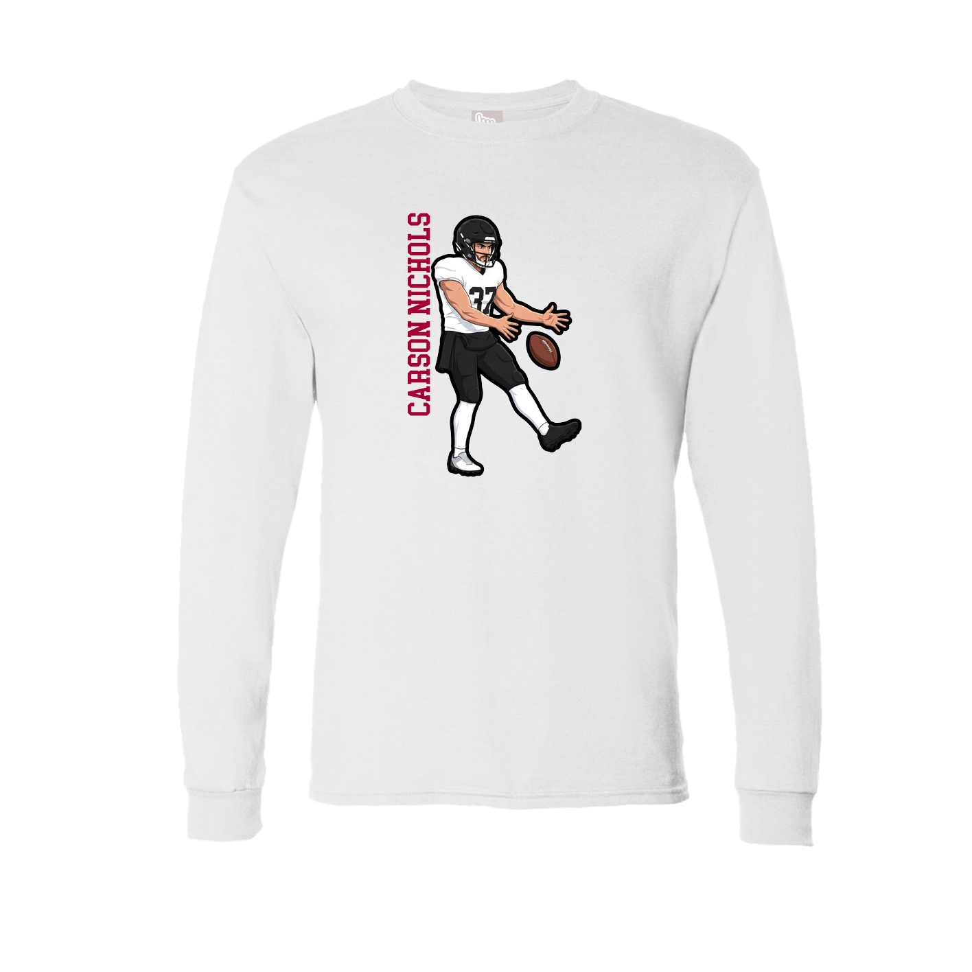 Long Sleeve Tee — Name Vertical in White
