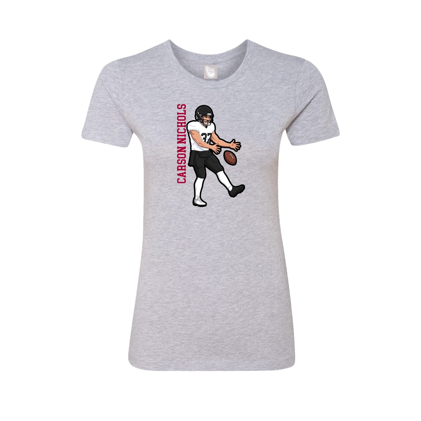 Womens Tee — Name Vertical in Grey