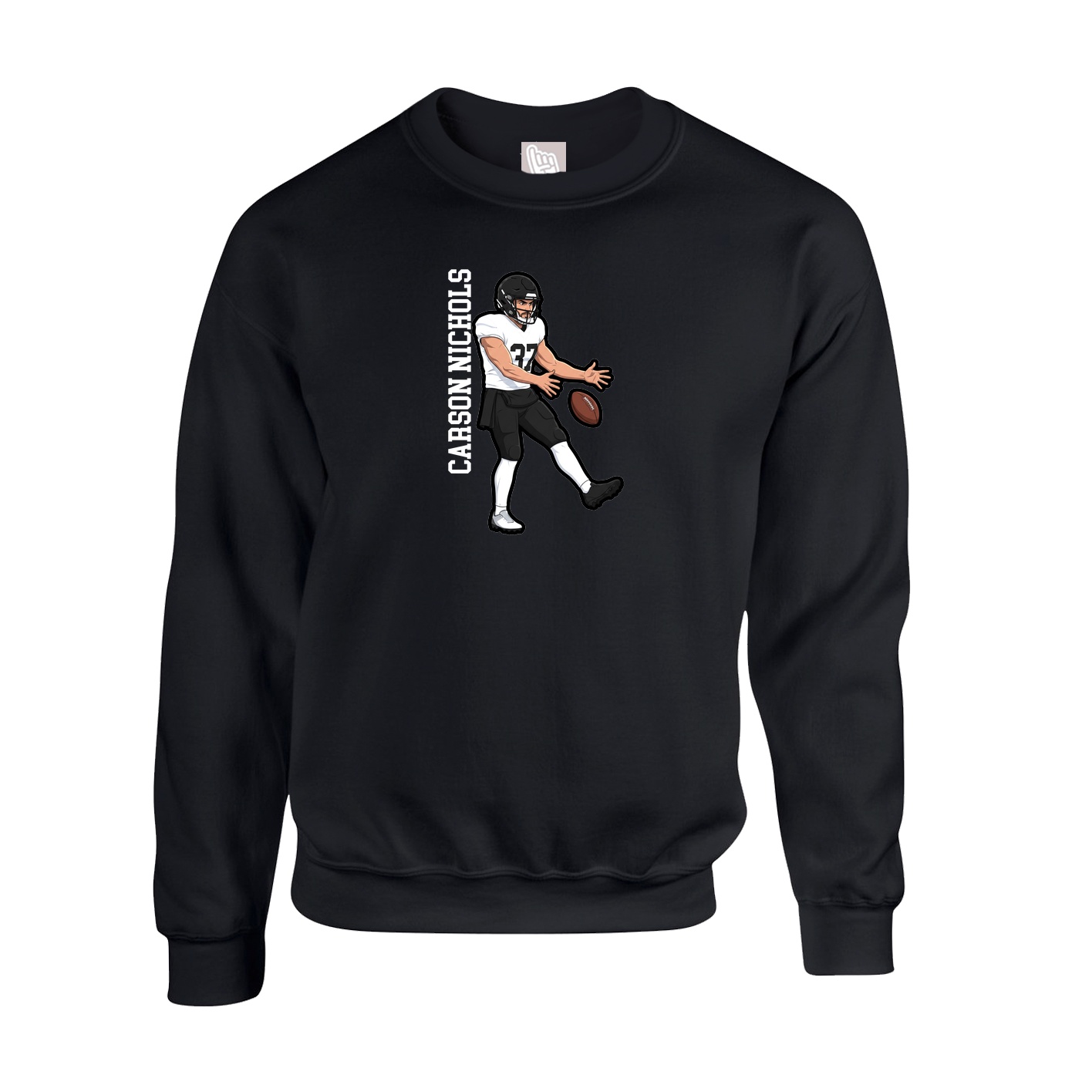 Fleece Crew — Name Vertical in Black