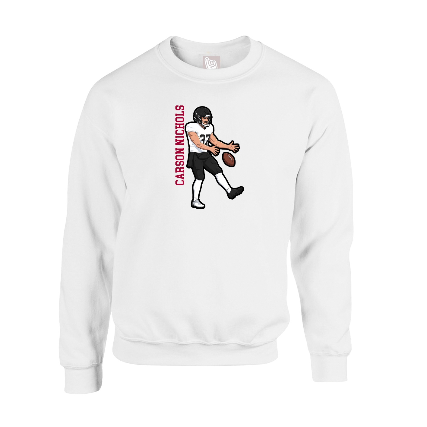 Fleece Crew — Name Vertical in White