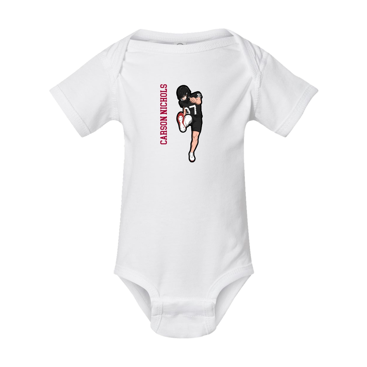 Baby Onesie — Name Vertical in White