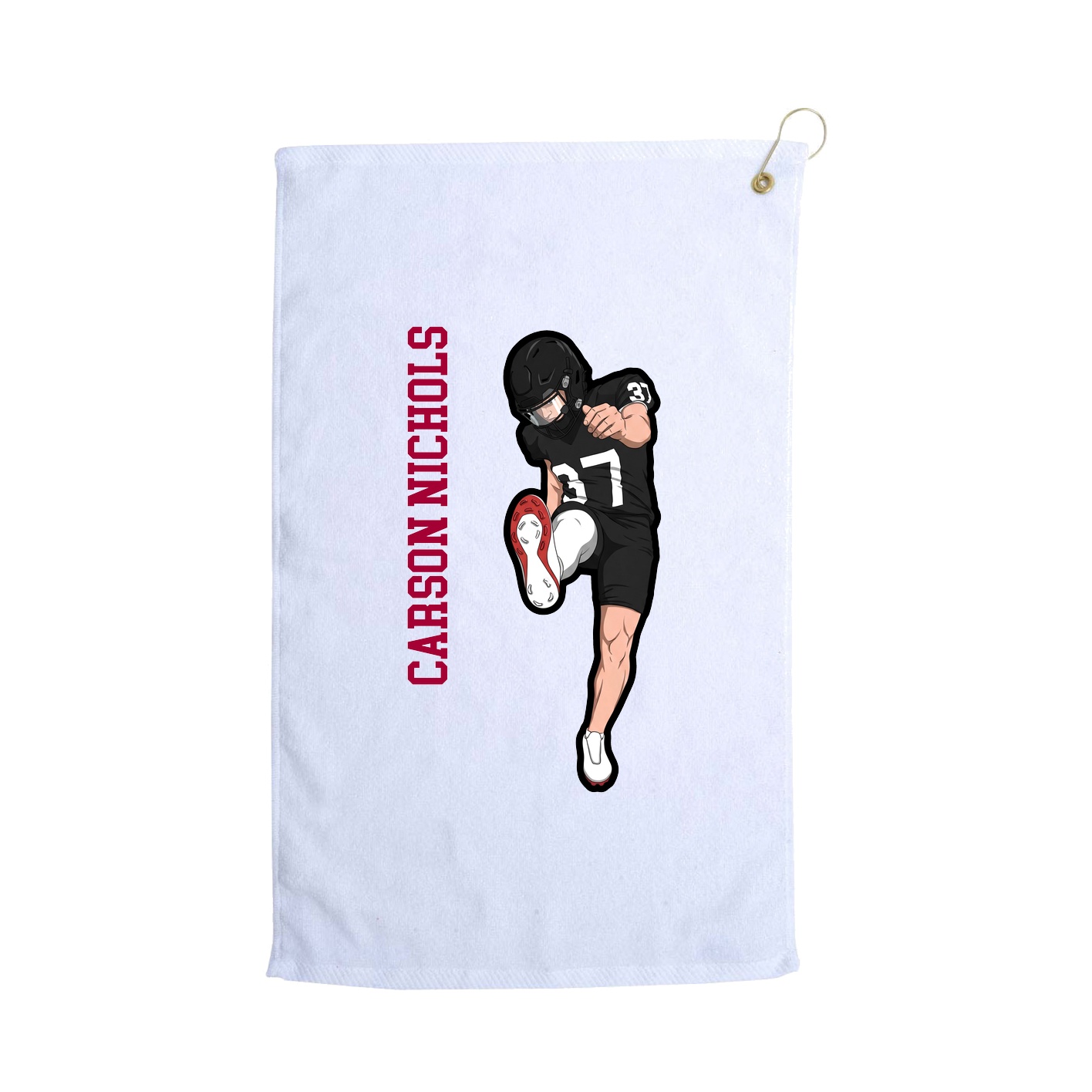Golf Towel — Name Vertical in White