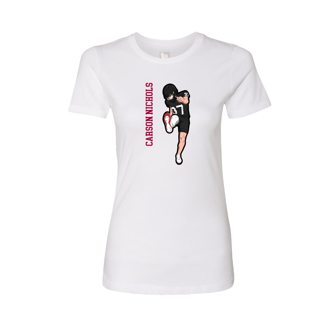 Womens Tee — Name Vertical in White