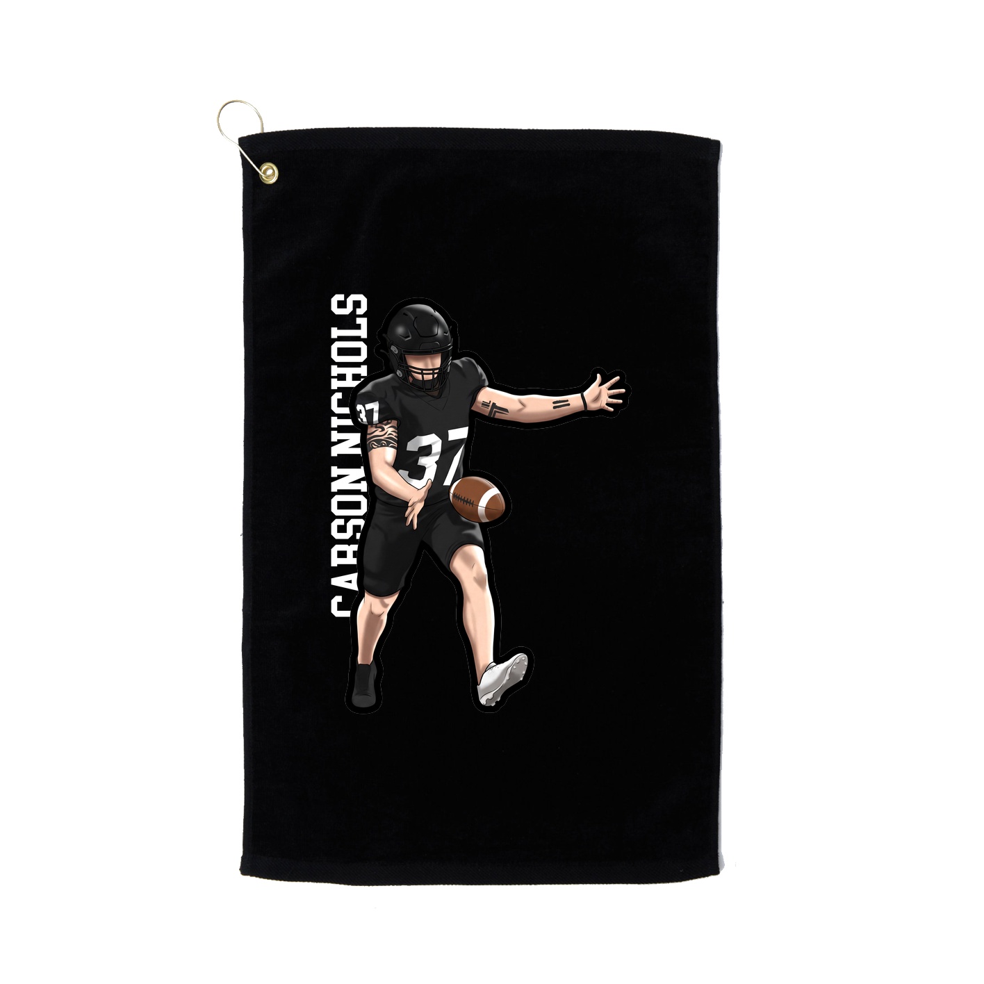 Golf Towel — Name Vertical in Black