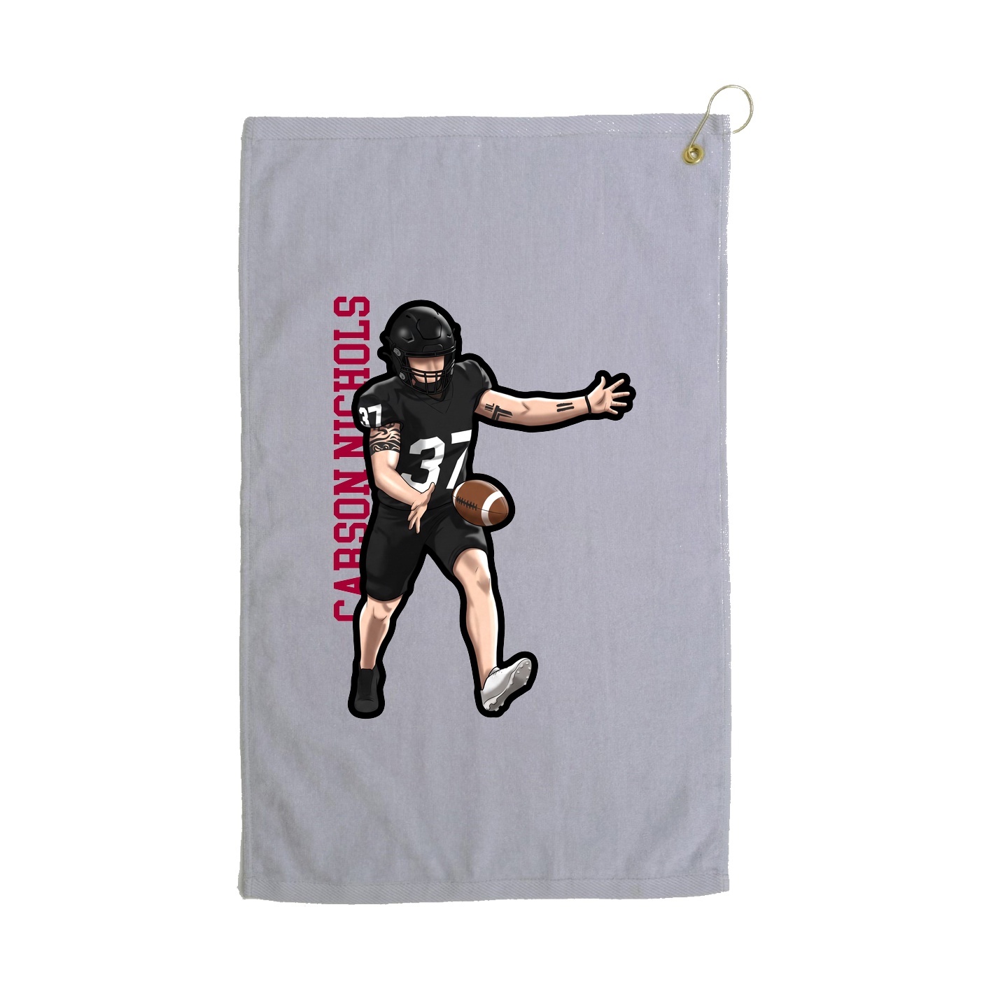 Golf Towel — Name Vertical in Grey