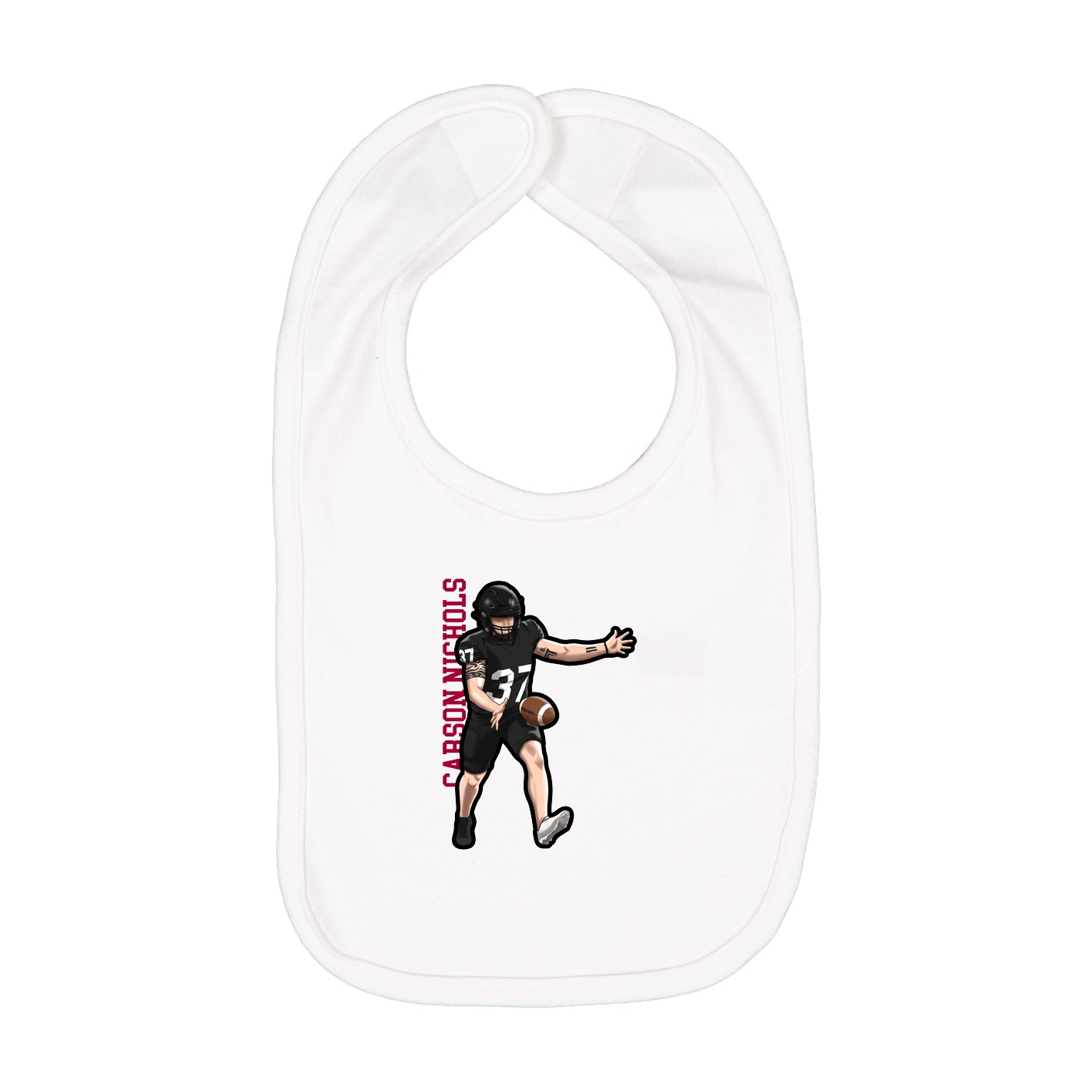 Infant Bib — Name Vertical in White