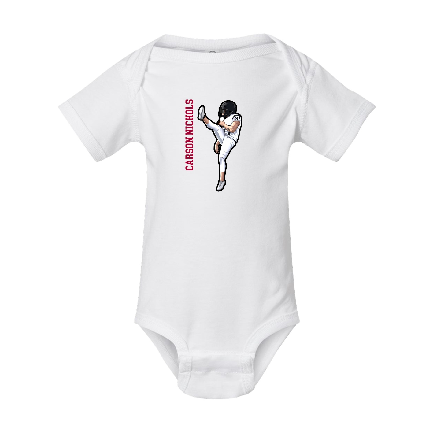 Baby Onesie — Name Vertical in White