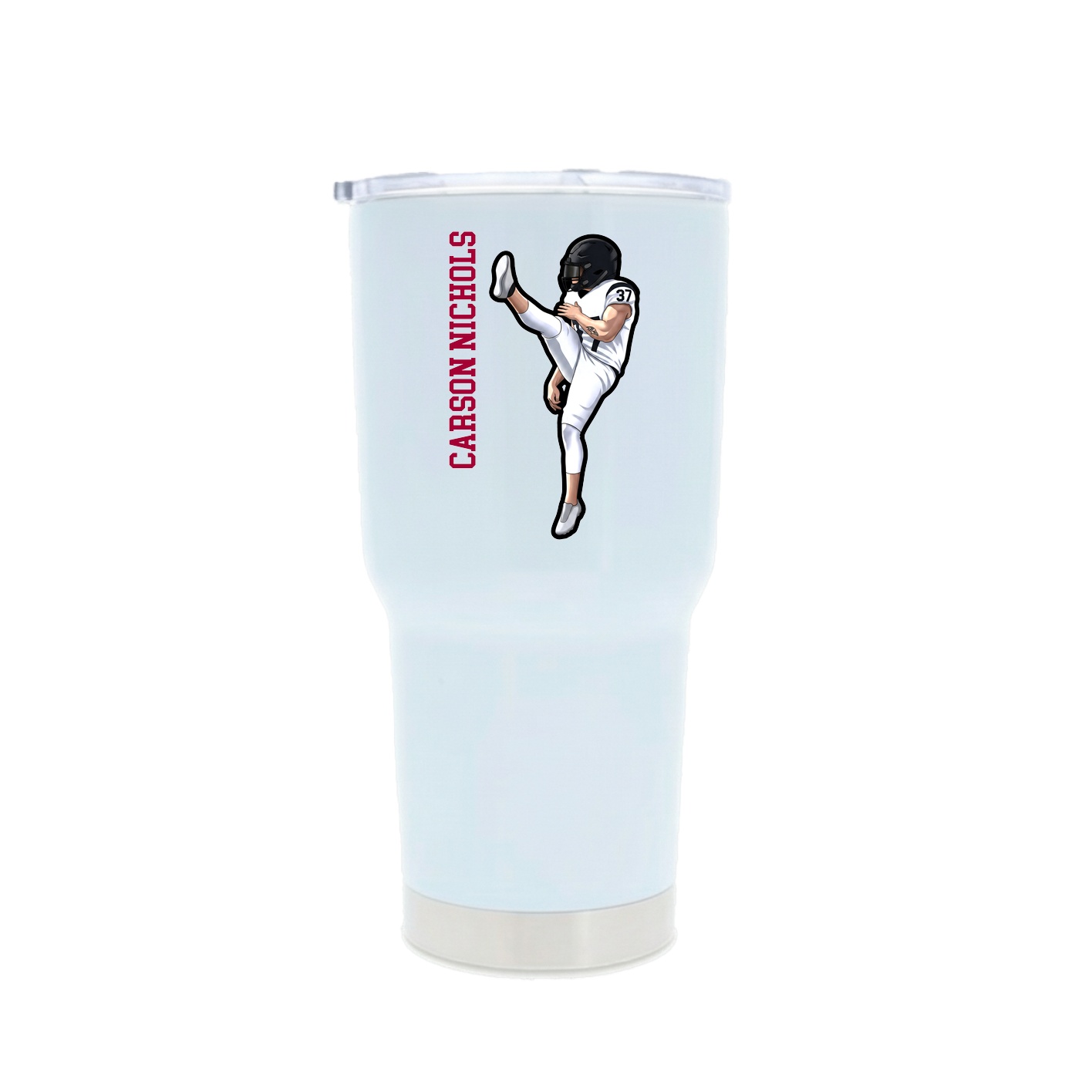 30oz Stainless Steel Tumbler — Name Vertical in White