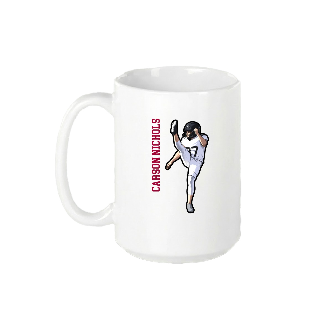 15oz Coffee Mug — Name Vertical in White