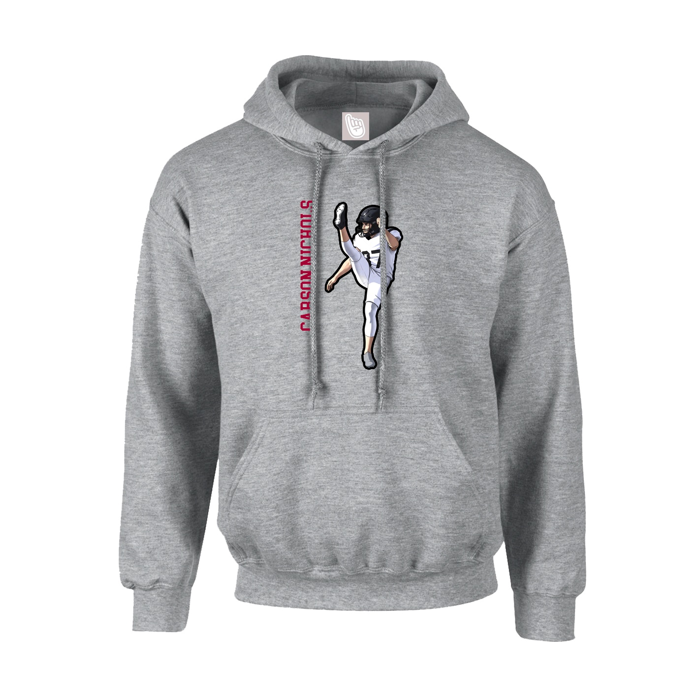 Hoodie — Name Vertical in Grey