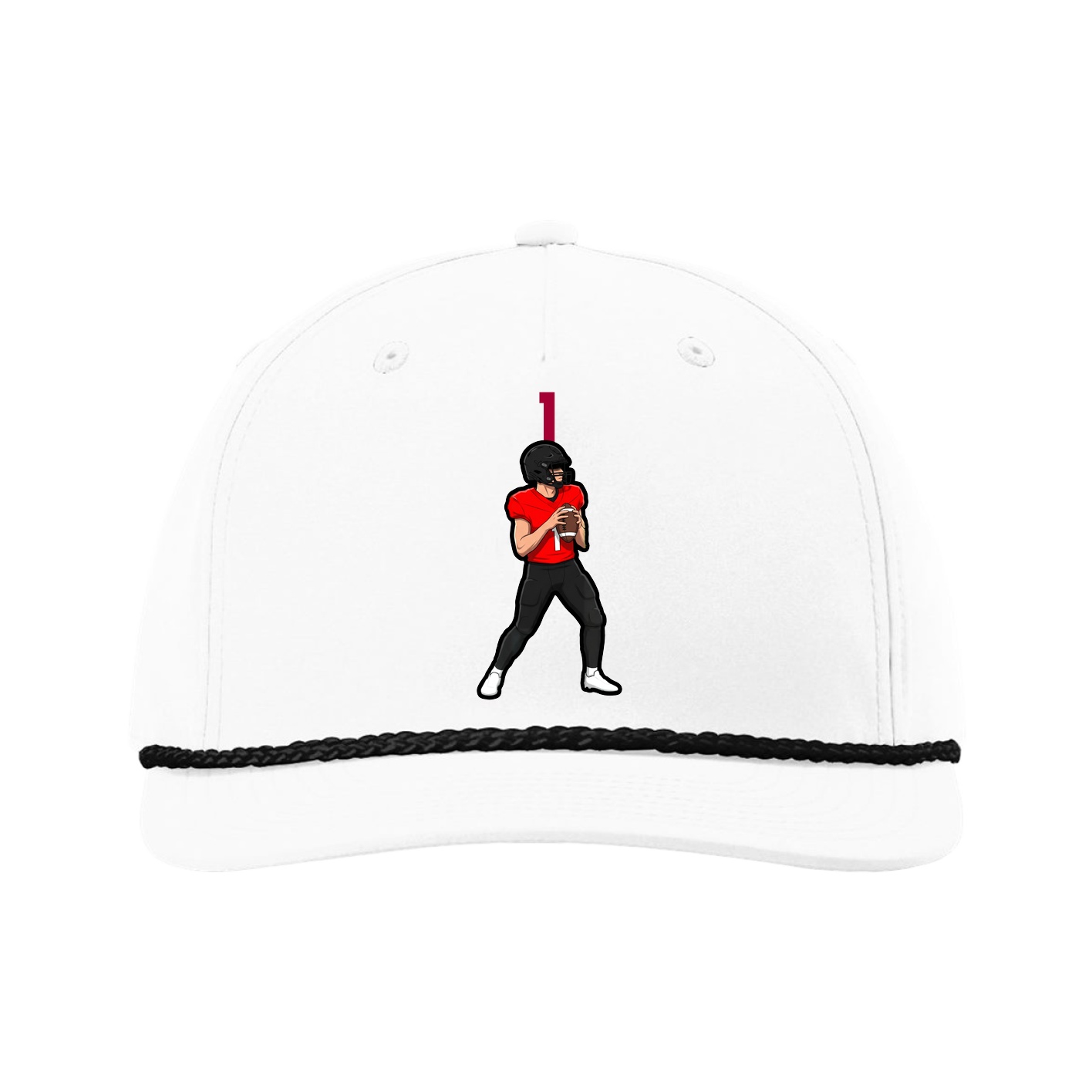 Five-Panel Classic Rope Cap — Number Top in White