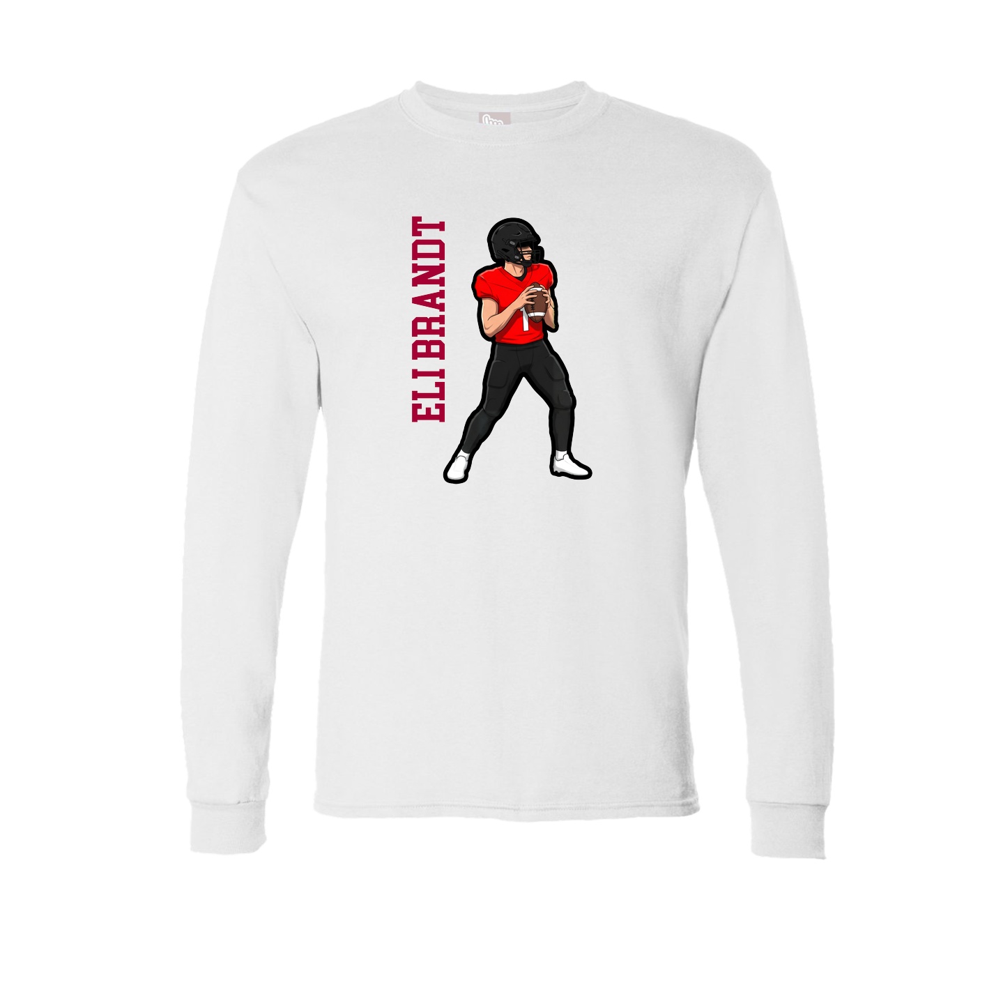 Long Sleeve Tee — Name Vertical in White