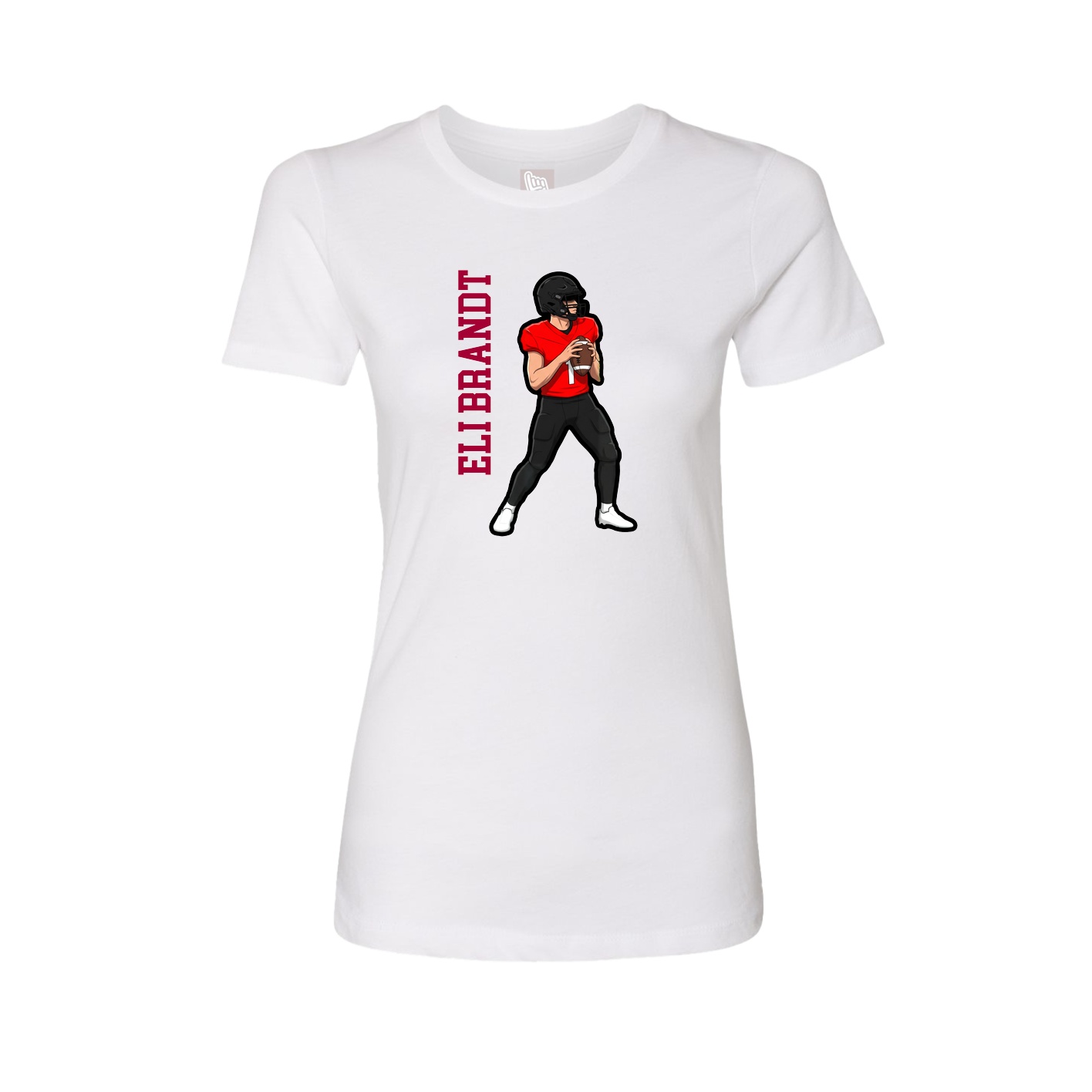 Womens Tee — Name Vertical in White